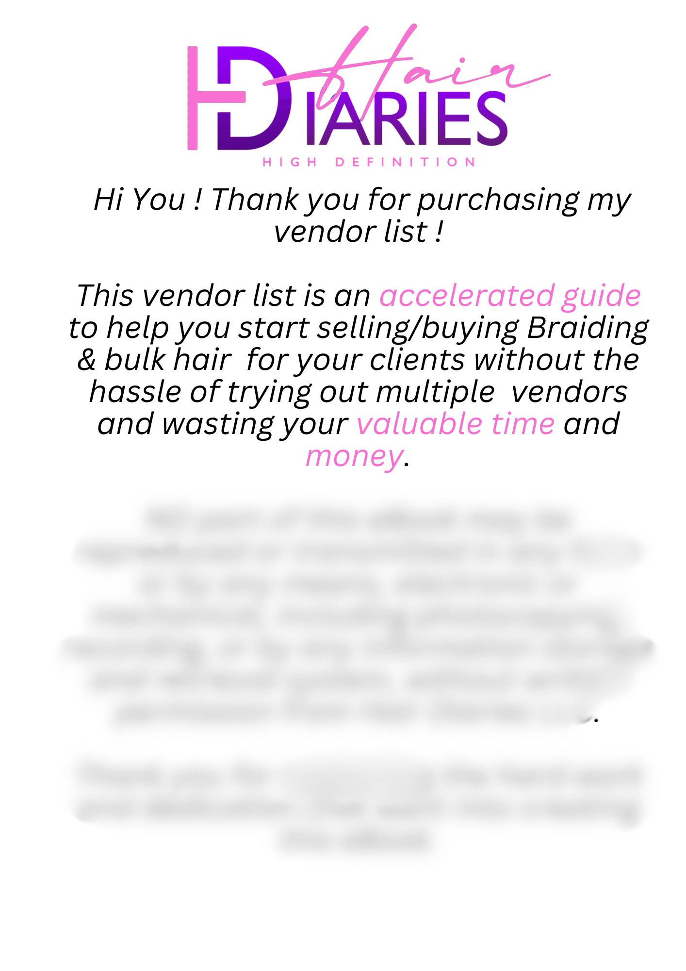 Braiding & Bulk Hair Vendor List