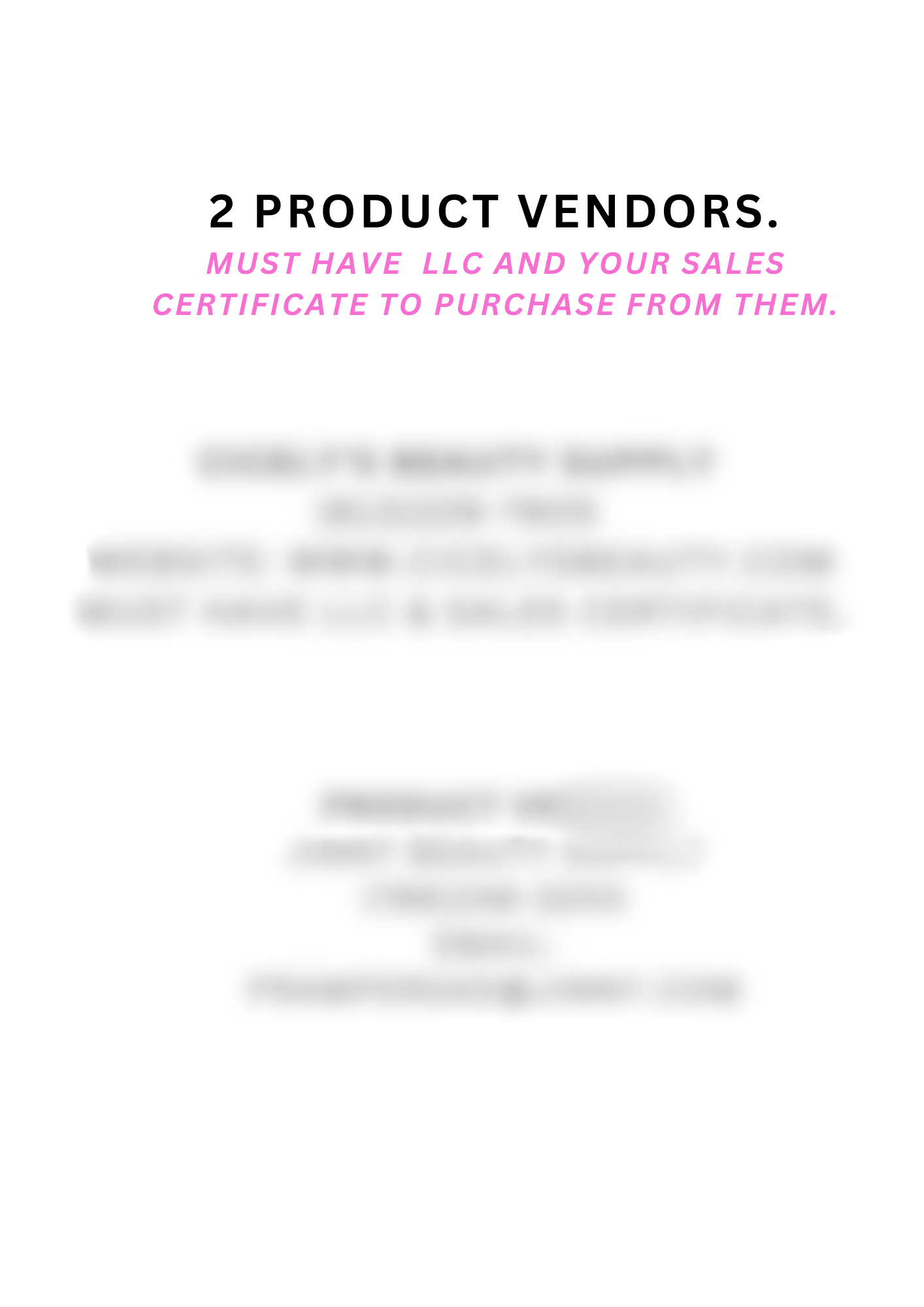 Braiding & Bulk Hair Vendor List